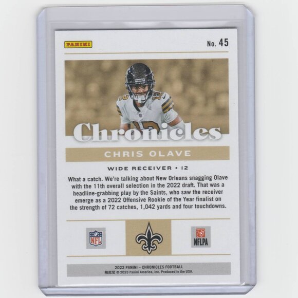Chris Olave Rookie Card New Orleans Saints All Star Wide Receiver Perfect Card! - Picture 2 of 2